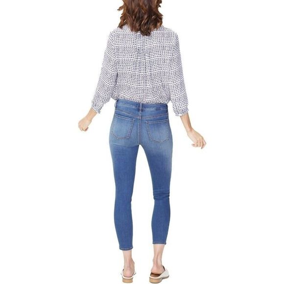 NYDJ Womens AMI Skinny Jeans Lift Tuck Size 14 Medium Wash Stretch Denim Jegging - Picture 2 of 7